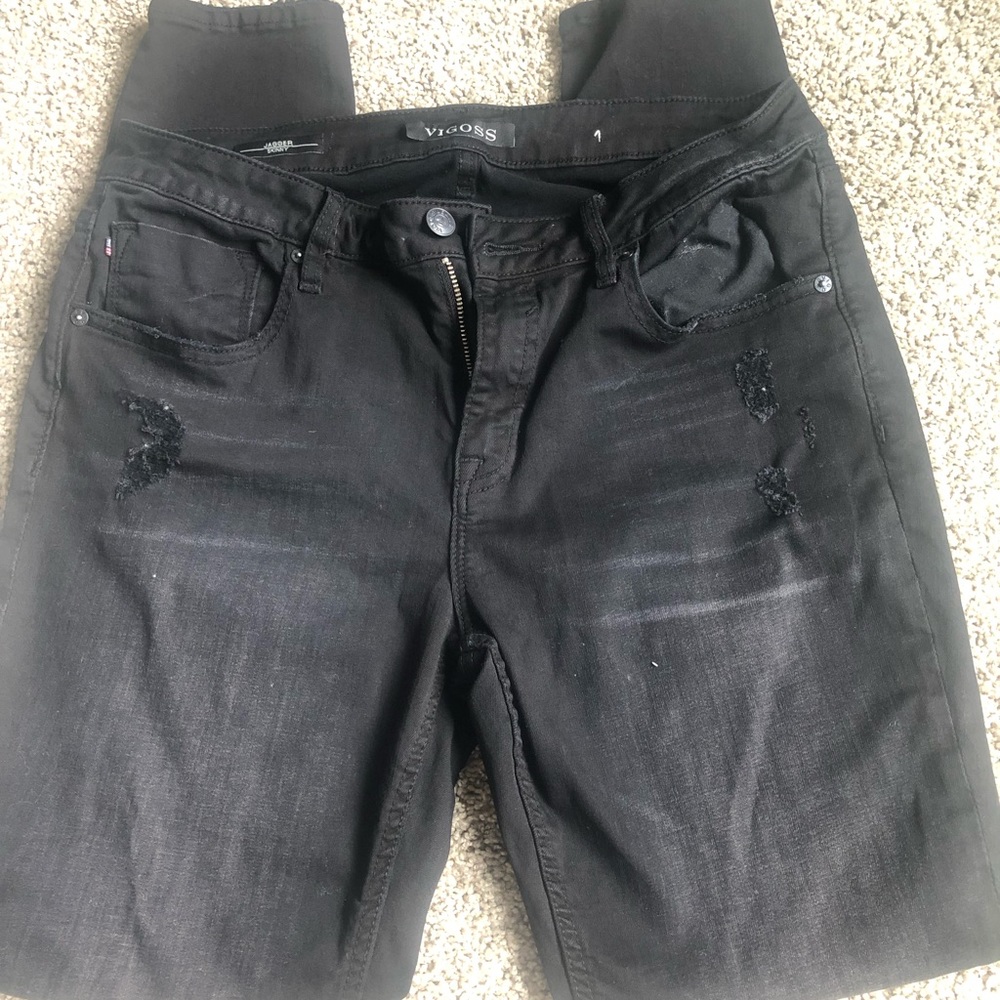 Vigoss jeans, jagger skinny, black distressed, 31